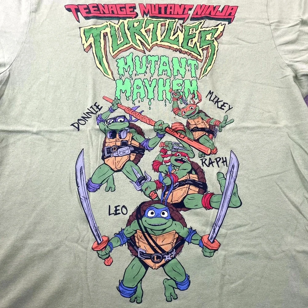 Teenage Mutant Ninja Turtles Mutant Mayhem T Shirt Mens Large Green Short Sleeve